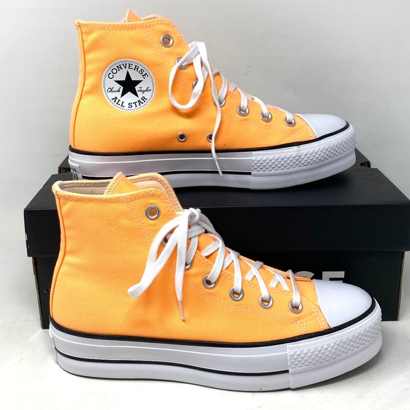 Converse Ctas Lift Platform For Women Sneakers Orange Canvas High Top SB A03052F - Picture 2 of 10
